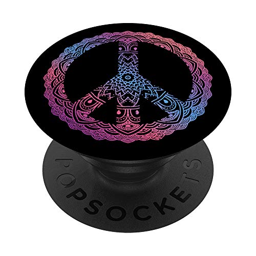 Panneau de paix style hippie avec motif mandala Violet PopSockets PopGrip Interchangeable Cover