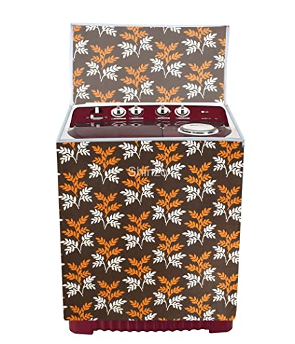 Image of Woah Washing Semi Automatic Washing Machine Cover Suitable for Washing Machine Cover (5 Kg to 8 Kg) (Brown Leaf)