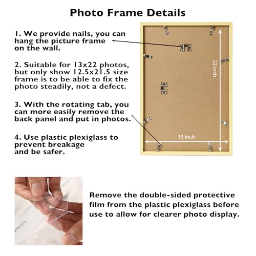 Image of JCJMY 13x22 Picture Frame Gold for Poster Photo Picture, Horizontal and Vertical Formats for Wall Hanging, 13 x 22 Wall Gallery Poster Photo Frame for 13 by 22 Photos Posters, Gold