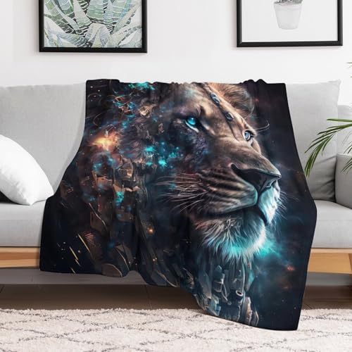 Couverture Flannel Lion Douce Couche Confortable Contre les Nuits Fraîches