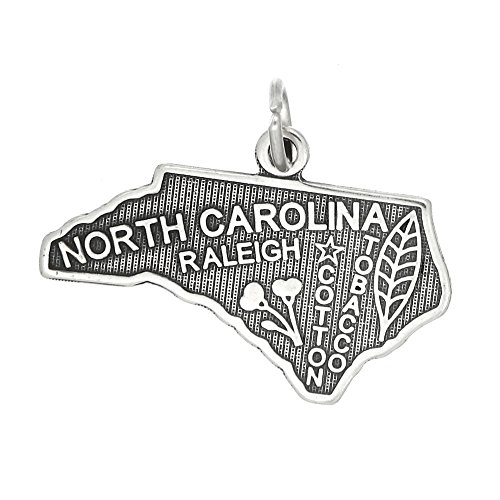 LGU Sterling Silver Oxidized State of North Carolina Charm
