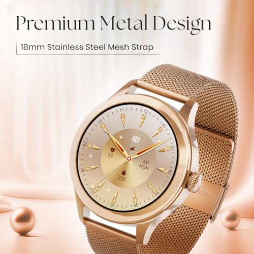 Image of Fastrack Noir Pro 1.19 inch Super AMOLED Metal Smart Watch with 1000 Nits Brightness, BT Calling, 24 /7 Health Suite, Functional Crown, Zinc Alloy Case - Smartwatch for Women (Silver)