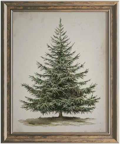 Vintage Christmas Tree Print, Rustic Winter Tree Art, 8x10 inch U...