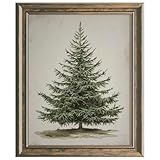 Vintage Christmas Tree, Pine Tree Vintage Print, Holiday Decor, Rustic Winter Tree Print, Botanical Winter Art, Christmas Tree Wall Decor (8x10 inch Print Unframed)