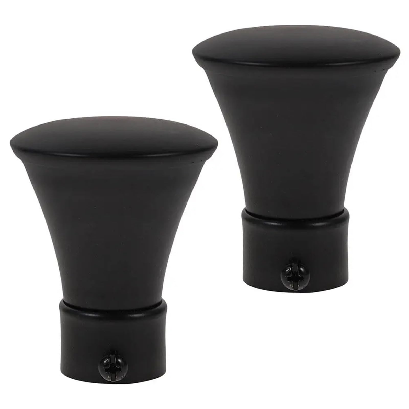 Wylqen Curtain Rod Finial Screw 2Pcs Curtain Rod Finials Black Iron Ends Decorative Caps Window Drapery Rods Modern Home for Curtain Decoration