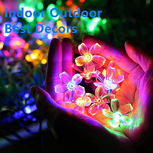 Image of ZALAR 18 LED Flower String Lights with 8 Function Controller - 220v Operated LED Lights, 14ft Floral Garland with Multicolor Glow for Bedroom, Wedding, Party, Diwali,Indoor Outdoor Garden Decor