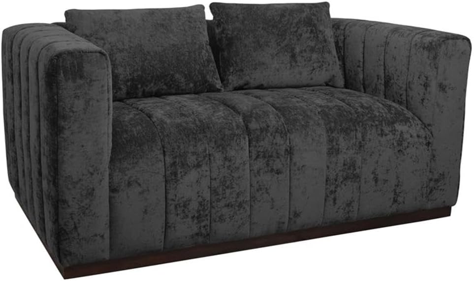 Pemberly Row Loveseat, Prism Black Multi-Weave Fabric and Solid Wood Base, 68 in Wide, Channeled Stitching, Modern Durable Design, Elegant Seating for Living Room or Lounge Spaces