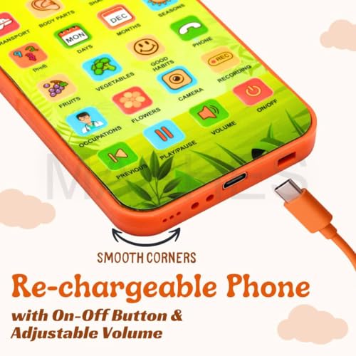 Image of Educational Phone Toy for 2-12 Years Kids Rechargeable 24 Modes Talking Baby Smart Phone Mobile Toy for Boys Girls Christmas Gift Birthday Surprise