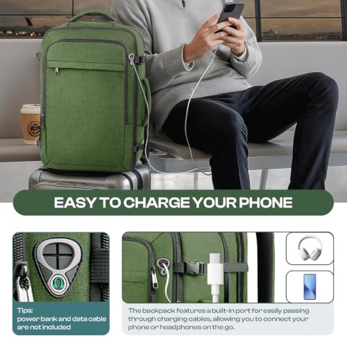 Image of 55L Laptop Back for Men, TSA-Approved Water-Resistant, Fits 18.4in, Green