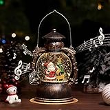 スノードーム Lewondr クリスマススノードーム クリスマスボール スノーグローブ LEDライト付き 8曲自動ループ 6時間タイマー付き クリスマス置物飾り 提灯型オルゴール インテリア クリスマスプレゼント サンタさんとトナカイ Bronze