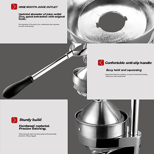 Exprimidor manual de cítricos, exprimidor profesional de acero inoxidable para extracción de jugo fresco en casa o cocinas comerciales
