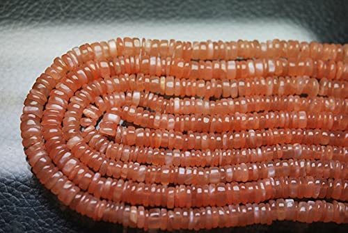 Pierre de lune naturelle orange en perles bouton lisse 5-6mm pour réparer et créer des colliers