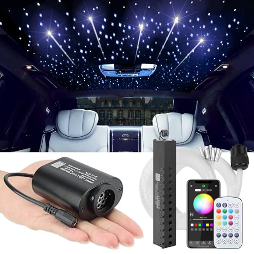 Image of CHINLY Twinkle+Meteor Starlight Headliner Kit 548pcs 9.8ft 0.03in Starlights RGBW Fiber Optic Lights, APP+Remote Control Star Headliner Kit, Car Star Lights for Car Roof