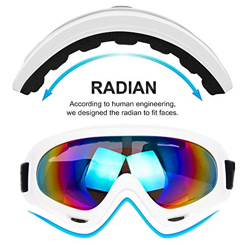 Image of LJDJ Motorcycle Goggles,2 Pack Dirt Bike ATV Motocross Riding Hiking Protective with 2 Pack Neck Breathable Bandana Mask (White+Mask)