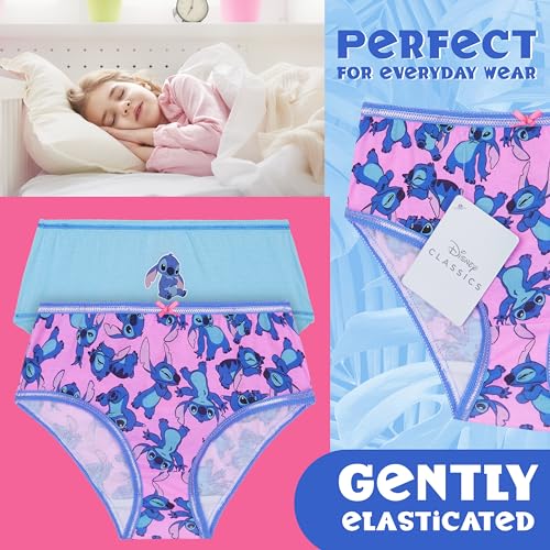 Disney Stitch Girls Knickers, Comfy Breathable Cotton Underwear for Kids - Pack of 54