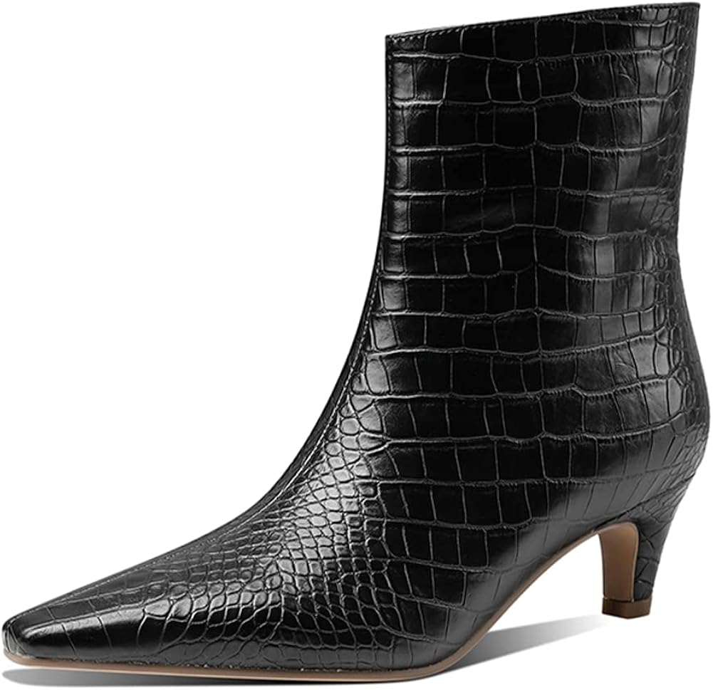 patent leather kitten heel boots