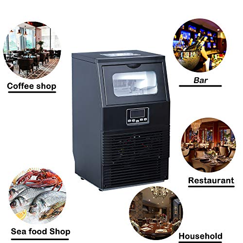 Smad Ice Maker Machine Automatic Household Commercial Ice Maker Undercounter, Manual & Automatic Water Supply, 11~20 Minutes per Cycle, 88 lbs Ice in 24 h, Storing Ice 8.8 lbs, Black
