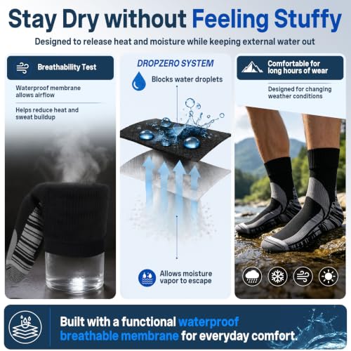 Image of 100% Waterproof Hiking Socks, [SGS Certified] RANDY SUN Unisex Ventilated Breathable Skiing Trekking Sock