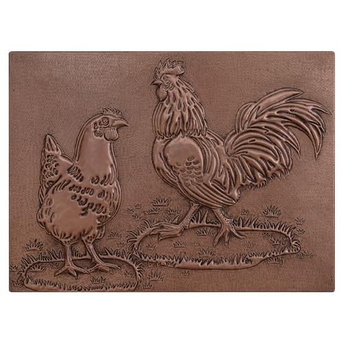 Kitchen Backsplash, Rooster and Chicken Copper Backsplash, Custom Copper Backsplash Panel, Handmade Copper Backsplash Tile, Indoor Outdoor Wall Decor (Copper)