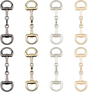 SUPERFINDINGS 8Pcs 4 Colors Alloy D Ring Snaffle Bit Buckles Horse Bit Buckle Double Bit Buckle for DIY Snaffle Bit Horse ...