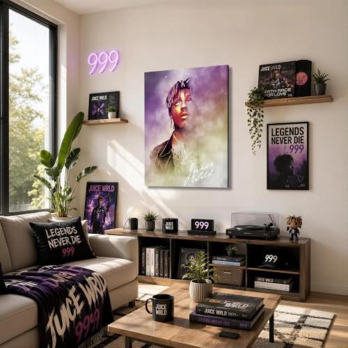 Image of Juice WRLD Canvas Wall Art, Rapper Collage Poster Print, Hip Hop Music Artwork for Bedroom Studio Gaming Room Decor, Vibrant Album Cover Picture Print Framed Music Wall Painting 16X20 inch