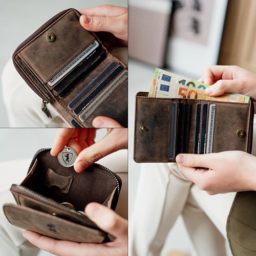 Image of BERLINER BAGS Soft Leather Small Wallet Women Sara, Gift Box, Brown