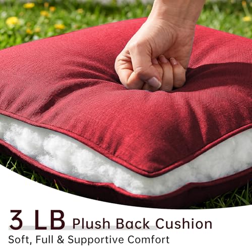 Image of Luxury 6 inch Thick Outdoor Cushion Set 9-22x24 Patio Furniture Cushions with 28D High-Density Foam, Water-Resistant & Fade-Resistant Fabric, Removable Covers for Patio Furniture Sofa Couch -Red