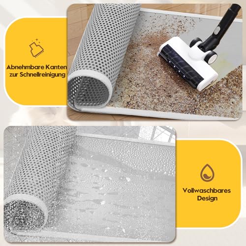 Casgee Katzenklo Matte 60x45CM, Katzenstreu Matte Doppelte Schichte, Katzenmatte Katzenklo mit Klettverschluss, wasserdichte Non-Slip Matte Katzentoilette, Waben EVA matte katzenklo unterleger, Grau