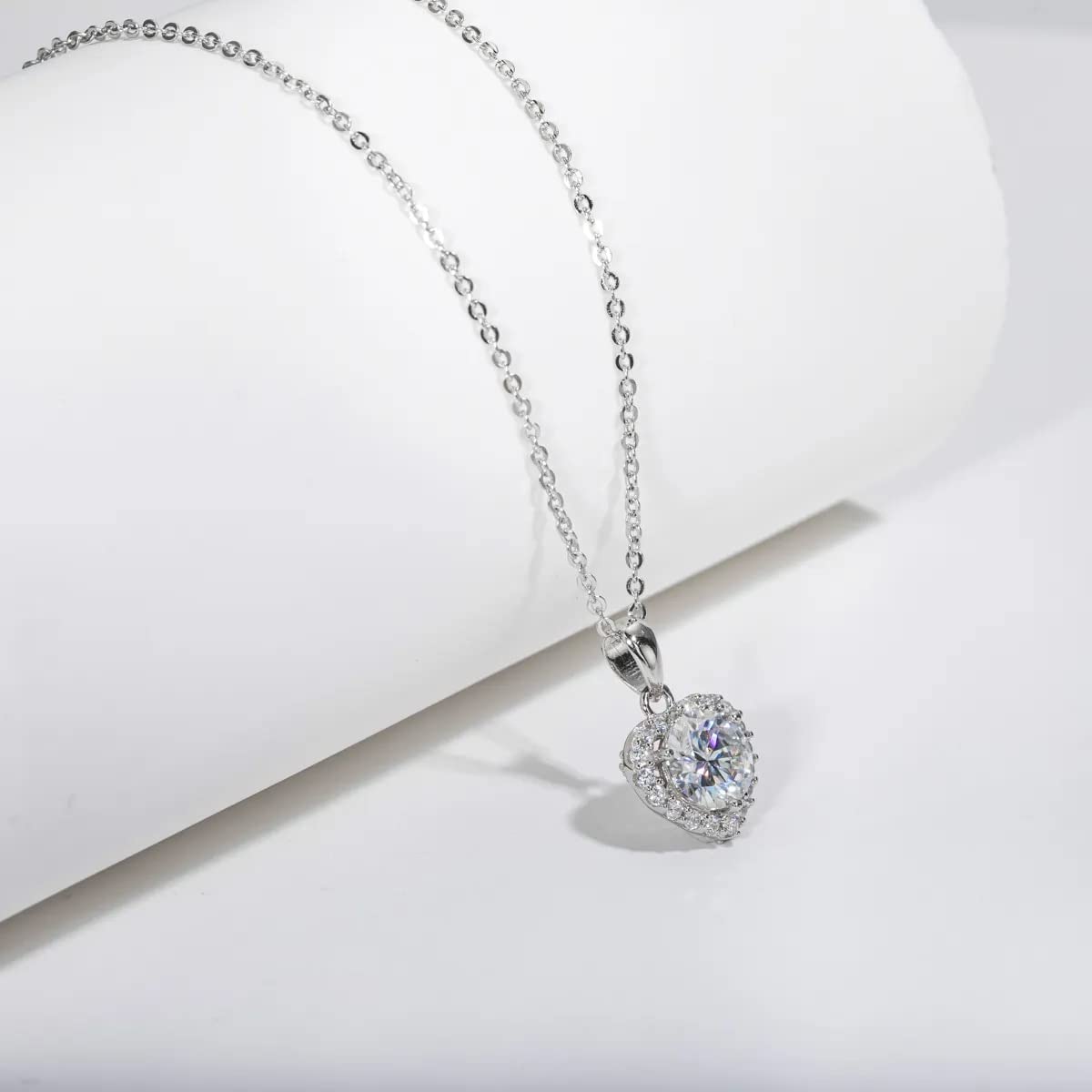 Collier moissanite 1ct couleur D chaîne ajustable 40+2+3cm argent 925 massif - 6