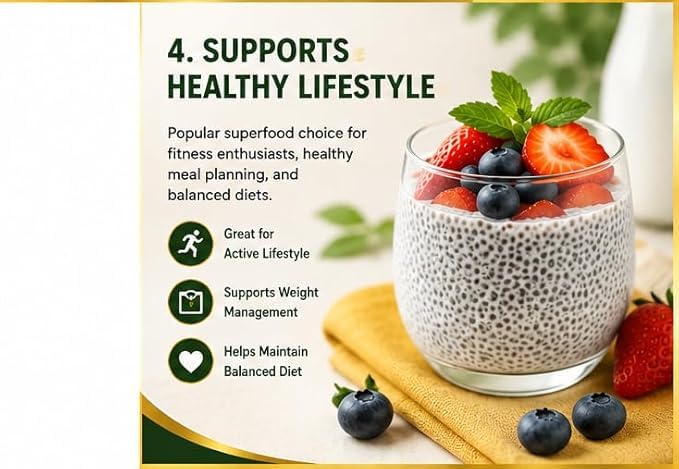Image of NUTROHOLIC Chia Seeds 250g | Natural Chia Seeds for Eating | High in Fibre, Protein & Calcium | Omega-3 Source | Healthy Seeds for Smoothies, Salads & Drinks