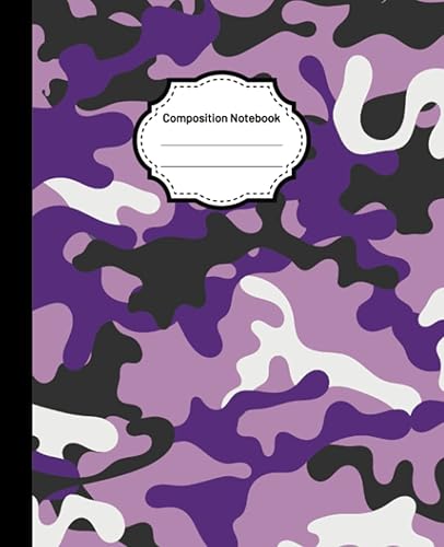 Composition Notebook Purple Camo Purple Camo, Composition Book, Writing Journal, 120 Pages, College Ruled, 7.5"x9.25", School, Students, Kids,