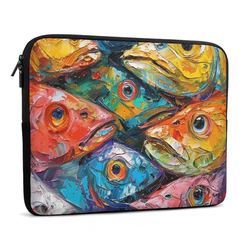 Funda para portátil de 10 pulgadas ligera y acolchada de peces coloridos 2