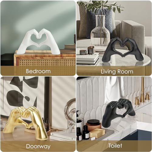 Rideco ハート 手 彫刻 北欧 ミニマリスト スタイル 樹脂 クラフト ラブジュエリー モダン 装飾 (ブラック) [3]