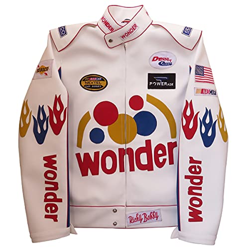 Men's Ricky Bobby Racing White Faux Leather Jacket