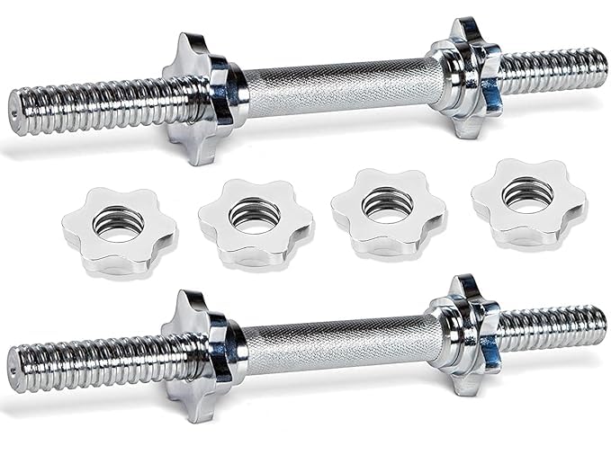 FITPRO Dumbbell Rod with 4 Star Nuts, 28 mm 14 Inches Solid Bar | Steel Chrome-image-22