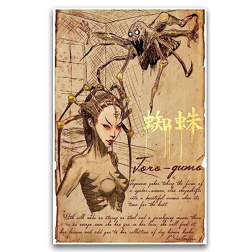 Jorogumo Japanese spider woman, yokai, horror art, myths monsters and cryptids, arachnophobia