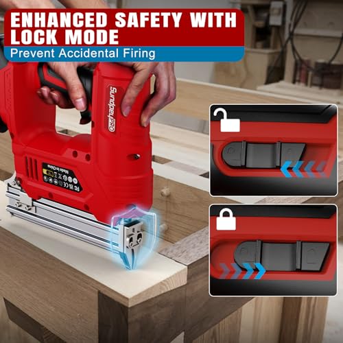 SundpeyPRO 18GA Nail Gun Cordless 21V - 2 Firing Modes Electric Stapler Gun with 2 2.0Ah Battery - 2-in-1 Cordless Brad Nailer with 600 Nails & 2000 Staples for Home Upholstery Carpentry DIY Projects 3 SundpeyPRO 18GA Nail Gun Cordless 21V - 2 Firing Modes Electric Stapler Gun with 2 2.0Ah Battery - 2-in-1 Cordless Brad Nailer with 600 Nails & 2000 Staples for Home Upholstery Carpentry DIY Projects - Image 3
