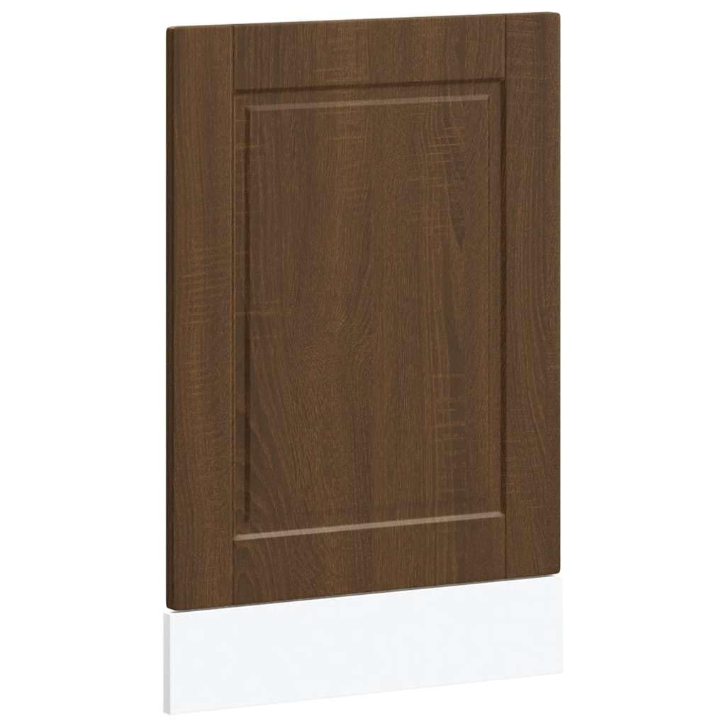 Brown Oak Engineered Wood Dishwasher Front Panel, 45x57 cm | Fits semi-integrated built-in dishwashers, featuring a 1.5 cm thickness and Porto design to match kitchen cabinetry.