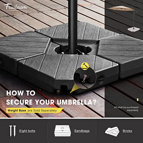 Fruiteam 10Ft Cantilever Umbrella Patio Umbrellas Beige, With 180Lbs Heavy-Duty Umbrella Base Weight #TOP5