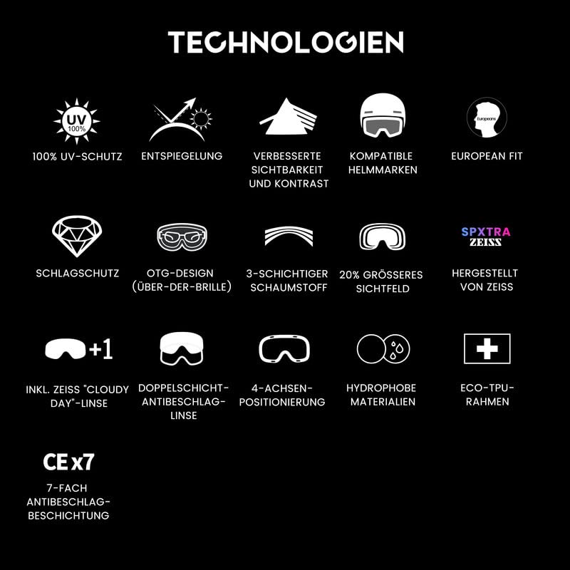 Powster Gafas de esquí en polvo, gafas de snowboard OTG, lentes intercambiables magnéticas, sin marco, protección UV, antiniebla, patinaje móvil