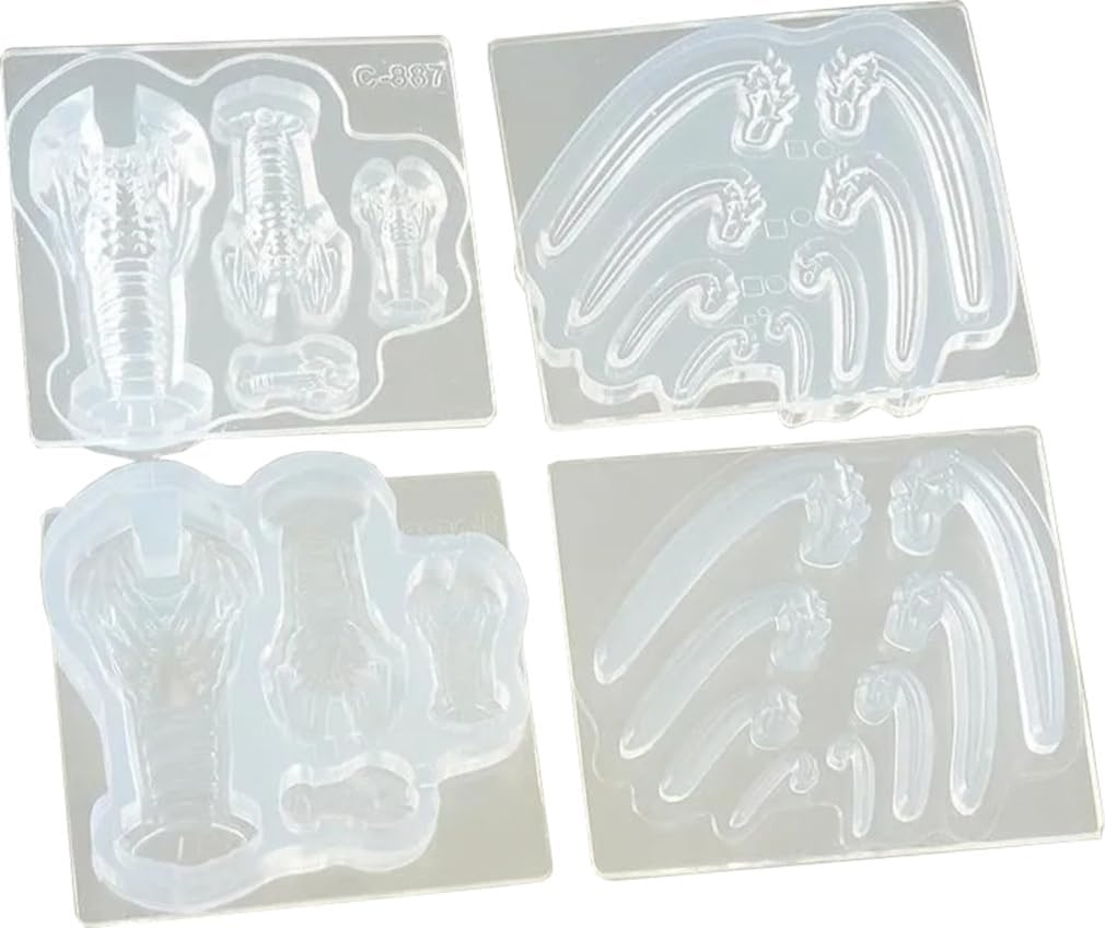 Kameshima Shoten C-887 Osechi Series Soft Mold, Ise EBI, Double-Sided Type, 4 Sizes for Clay and Hobby Tools