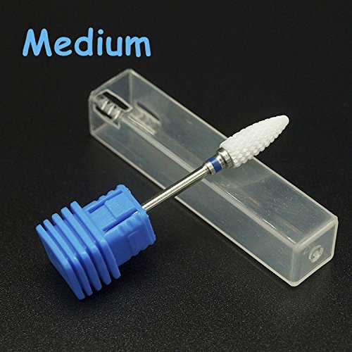 Ceramic Nail Drill Bit, River Lake Professional Usa Electric Nail Drill Bits For Acrylic Nails, Safety Cuticle Clean Gel Remove, 3/32" Shank Size For Manicure Electric Dill File,(Grit: Medium) #TOP2