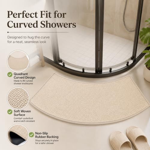 Tapis de douche courbé en quart de cercle, le textile antidérapant pour angle - 4