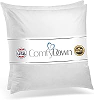 Vista 7 de ComfyDown Cojín decorativo de 18 x 18 pulgadas, relleno de plumas y plumas, funda 100% algodón de 233 hilos, relleno de almohada cuadrado – Hecho