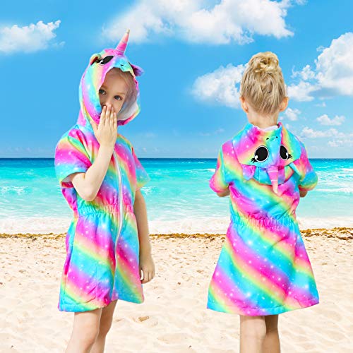 Sylfairy Cover Up for Girls Terry Swim Cover Ups Hooded Terry Kids Cover Up Bathing Suit Beach Dress 4-9Years2