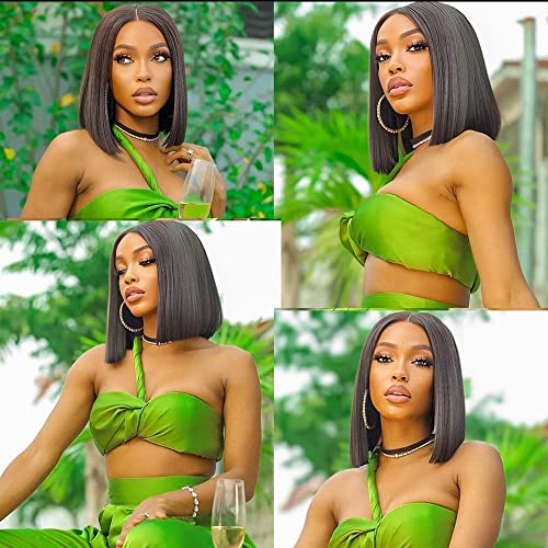 Kayna Bob Wig Human Hair 13X4 Lace Frontal Wigs Human Hair Pre Plucked With Baby Hair 150% Density Short Bob Wigs For Black Women Straight Bob Front Lace Wigs Human Hair Natural Black (10 Inch) #TOP1