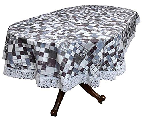 SUPERMACY Square Printed Dining Table Cover Grey Color with White Lace – 2 Seater Table, 40″ x 60″ Oval (Exact Size) SUPERMACY Square Printed Dining Table Cover Grey Color with White Lace – 2 Seater Table, 40″ x 60″ Oval (Exact Size)