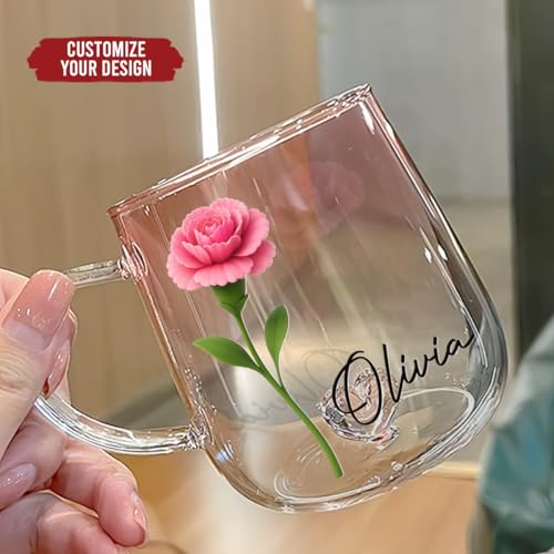Taza de vidrio con diseño degradado rosa floral 11 onzas miniatura 6