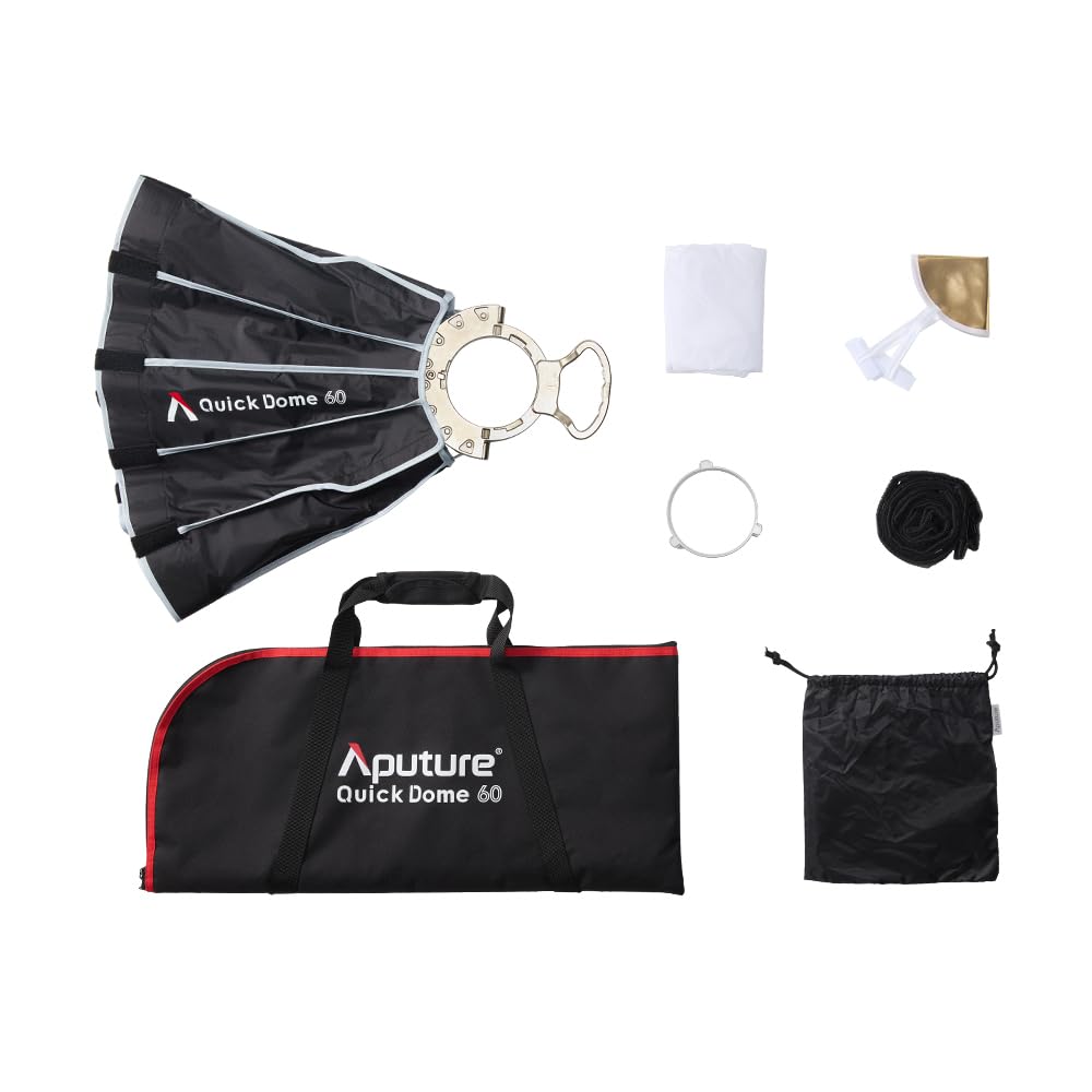 Aputure Quick Dome 60 - Softbox circolare Bowens da 61 cm con design a sgancio rapido, diffusione, griglia di controllo della luce e borsa per il trasporto