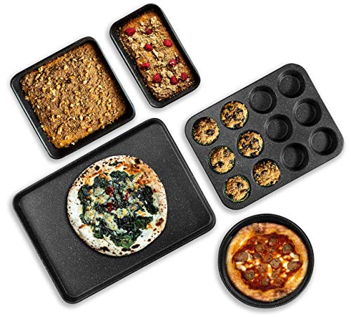 Granitestone Ultra Nonstick Bakeware Set, 5 Piece Dishwasher Safe Baking Pans Set with Muffin Pan, Loaf Pan, Round Baking Tray & Baking Sheet for Oven with Even Heating &No Warp Technology by Granitestone - Image 9